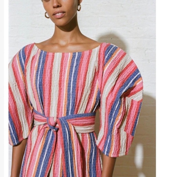 Mara Hoffman Cecilia Stripe Organic Cotton Midi Sun Dress Rainbow Multi Medium - Picture 12 of 12